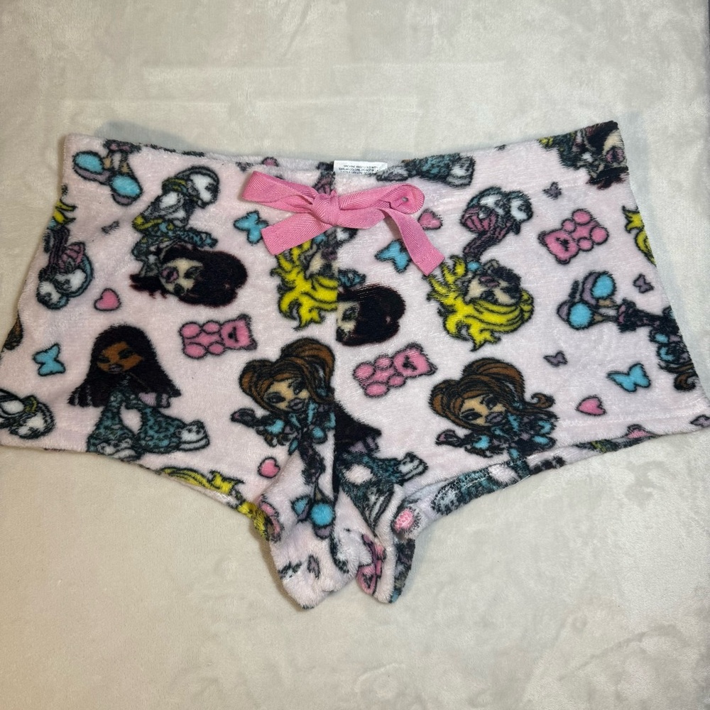 Bratz Pink Fleece Lounge Shorts XL Y2K Pajama Sleep Shorts